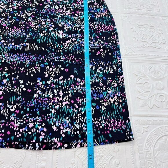 Talbots Mini Skirt 2P Black Green Purple Cotton Stretch Pencil Straight Zip EUC - Picture 5 of 8